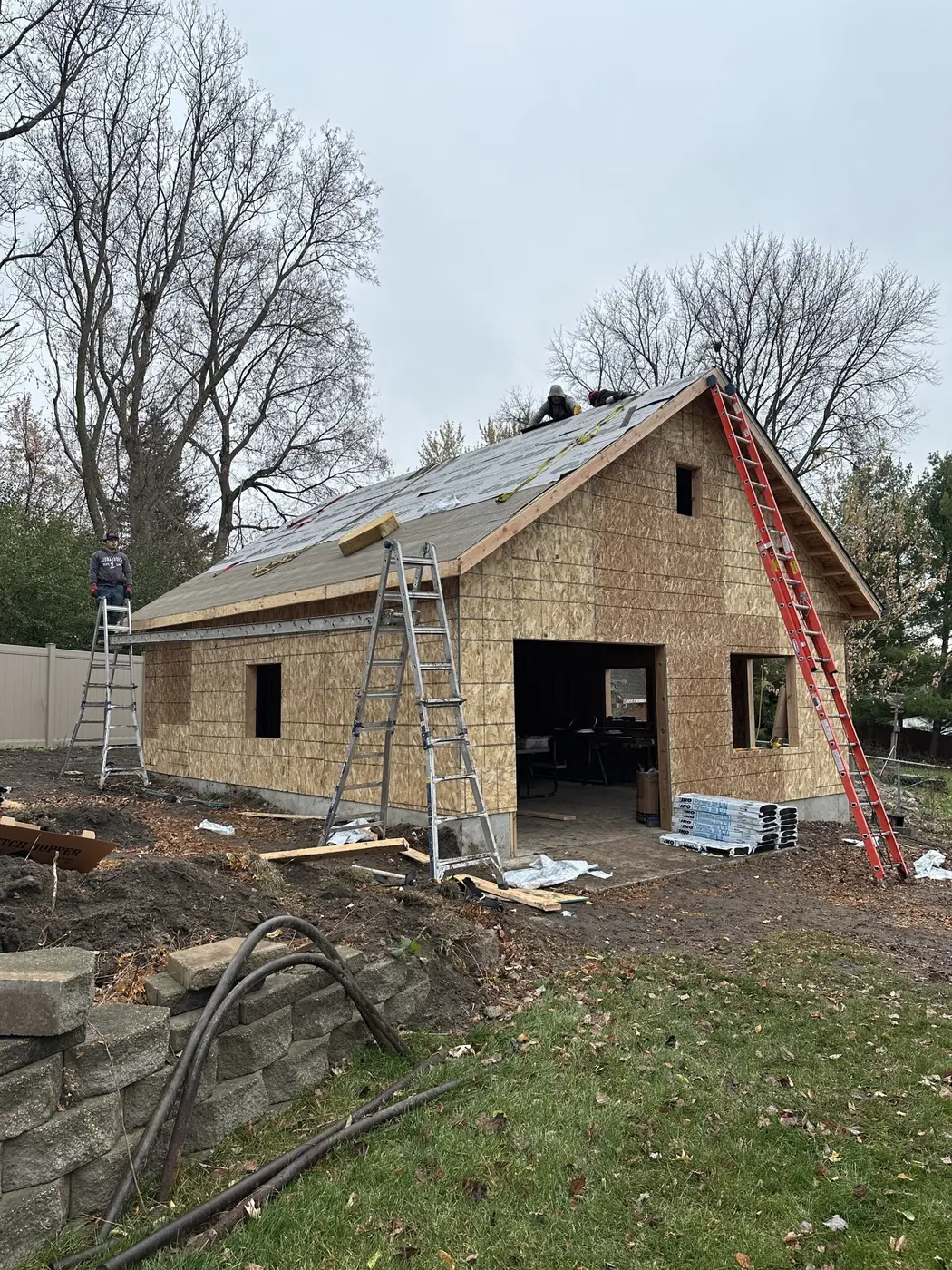 Detached garage under construction