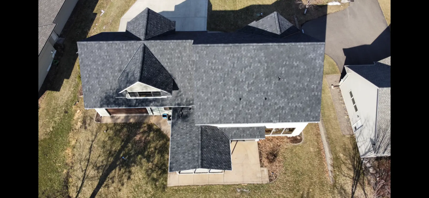 Completed Solaris roofing project viewed from above
