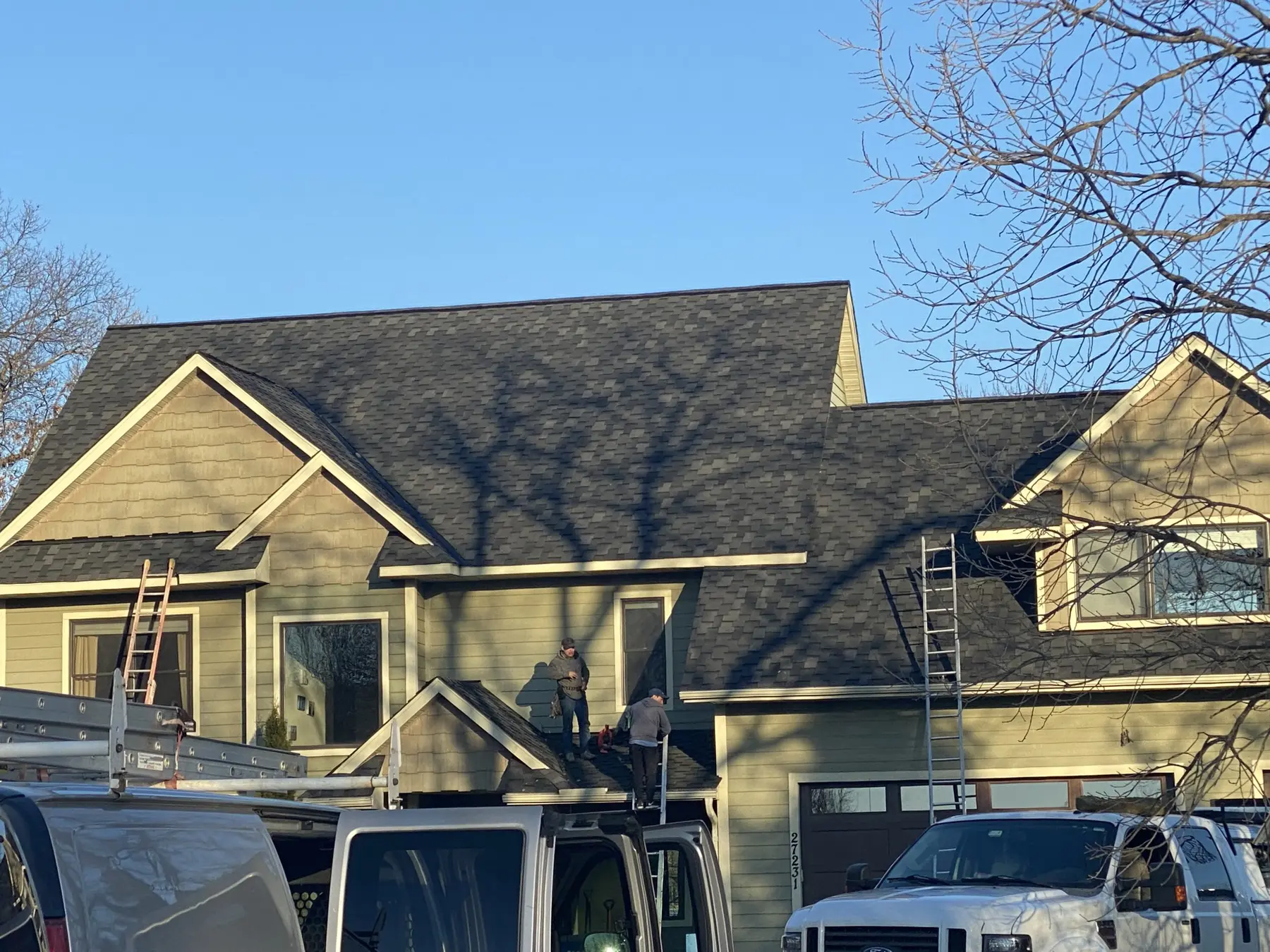 Residential roofing project in progress